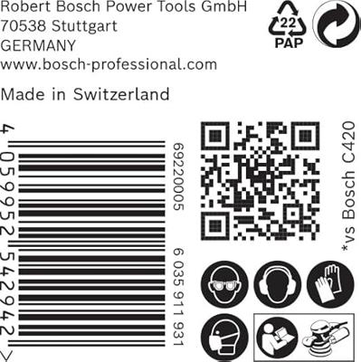 Bosch Accessoires Expert C470 schuurpapier voor excenterschuurmachines 125 mm, geen gaten, K240 50-delig - 1 stuk(s) - 2608900956