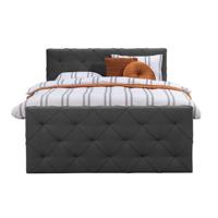 Boxspring met voetbord Liv geruit - antraciet - 180x200 cm - slanke poot - Leen Bakker - thumbnail