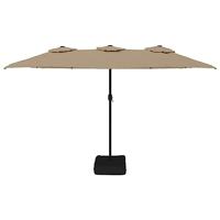 Parasol dubbel dak met LED 449x245 cm taupe - thumbnail