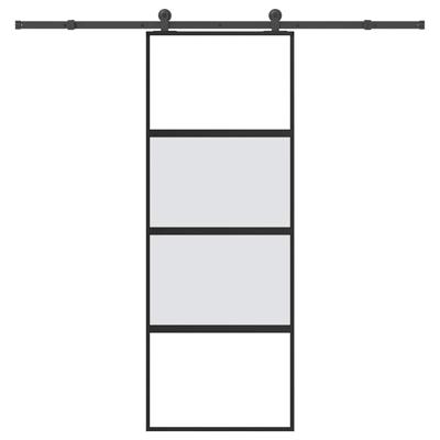 Schuifdeur met beslag 76x205 cm gehard glas en aluminium