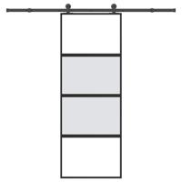 Schuifdeur met beslag 76x205 cm gehard glas en aluminium - thumbnail