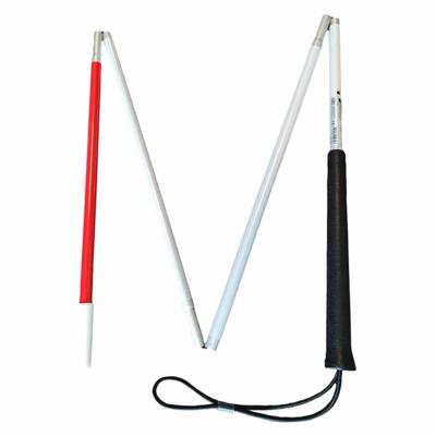 Opvouwbare blindegeleidestok | Wit / Rode stok | Herkenningsstok | Lengte: 150 cm | PR30141