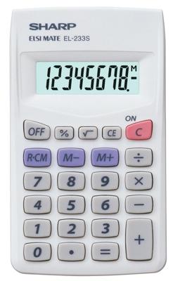 Sharp EL-233 S Zakrekenmachine Wit Aantal displayposities: 8 werkt op batterijen (l x b x h) 105 x 62 x 8 mm