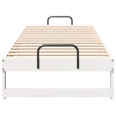 Bedframe met Draaghandvatten Wit Massief grenenhout