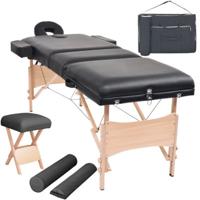 VidaXL Massagetafel- en krukset inklapbaar 3 zones 10 cm dik wit - thumbnail