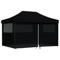 Partytent inklapbaar pop-up met 4 zijwanden zwart - thumbnail
