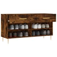 Schoenenbank 102x35x55 cm bewerkt hout gerookt eikenkleurig - thumbnail
