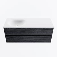 MONDIAZ VICA 120cm badmeubel onderkast Antracite 2 lades. Wastafel MOON links 1 kraangat, kleur Talc. - thumbnail