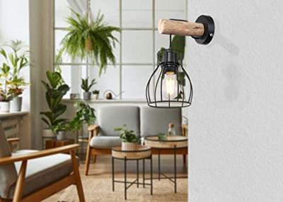Globo WandlampMina zwart met hout - 15326NW