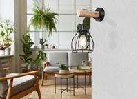 Globo WandlampMina zwart met hout - 15326NW - thumbnail