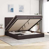 Ottoman bed met matras 160x200cm stof donkerbruin - thumbnail