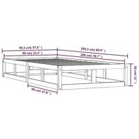 Bedframe massief hout wit 90x200 cm - thumbnail
