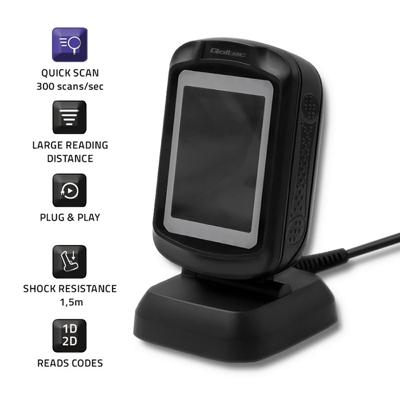 Qoltec 50864 Desktop QR & Barcodescanner | USB