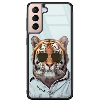 Samsung Galaxy S21 glazen hardcase - Tijger wild