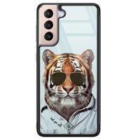Samsung Galaxy S21 glazen hardcase - Tijger wild - thumbnail
