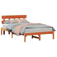 Bedframe met hoofdeinde Bruin 135 x 190 cm Massief grenenhout - thumbnail