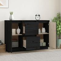 Dressoir 111x34x75 cm massief grenenhout zwart - thumbnail