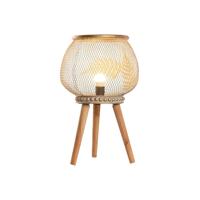 Bureaulamp DKD Home Decor Gouden Metaal Hout (33 x 33 x 51 cm) - thumbnail