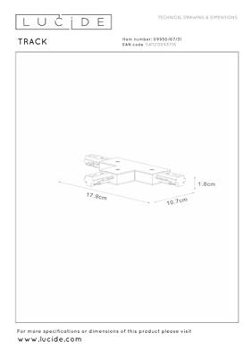 Lucide TRACK T-koppelstuk - 1-fase Railsysteem / Railverlichting - Wit (Uitbreiding)