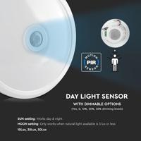 V-TAC VT-13-N LED Ronde Plafondlamp - Samsung - PIR Sensor - 290mm - IP20 - Wit - 12W - 900 - thumbnail