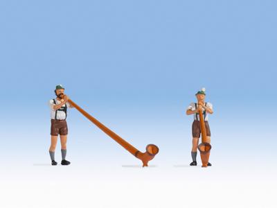 NOCH 0015579 H0 Alpenhoornspelers figuren Geverfd, Staand