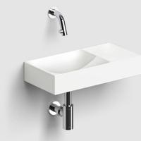 Clou Vale Fontein Met Voorbewerkt Kraangat Rechts Met Geintegreerde Afvoer Mat Wit Keramiek 38 cm Clou - thumbnail