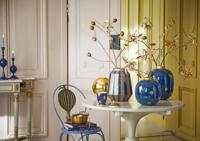 Pip Studio Vaas Metaal Strepen Navy/Goud 29cm - thumbnail