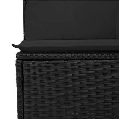4-delige Loungeset met kussens poly rattan zwart - thumbnail