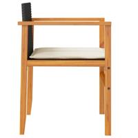 Tuinstoelen 2 st met kussens poly rattan en massief hout zwart - thumbnail