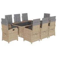 9-delige Tuinset met kussens poly rattan beige - thumbnail