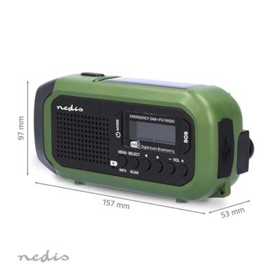 Nedis Noodradio | Draagbaar Model | DAB+ / FM | Batterij Gevoed / Handslinger / Solar Powered / USB Gevoed | Wekker | Groen / Zwart - RDDBCR2000GN Nedis Noodradio | Draagbaar Model | DAB+ / FM | Batterij Gevoed / Handslinger / Solar Powered / USB Gevoed | Wekker | Groen / Zwart - RDDBCR2000GN