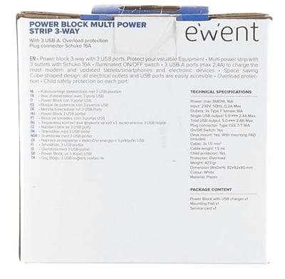 Cube multipluggen Ewent EW3939 USB 5V 2A (1,5 m) - thumbnail