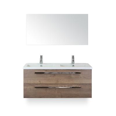 Seville Badmeubelset 120 cm - 2 laden Tabacco - Wastafel Djazz Dubbel - met Spiegel