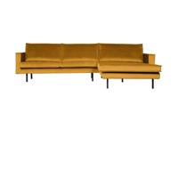 WOOOD Rodeo bank chaise longue rechts velvet Okergeel - thumbnail