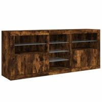 Dressoir met LED-verlichting 162x37x67 cm bruin eiken - thumbnail