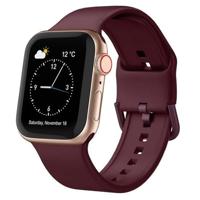 Soft siliconen bandje met gespsluiting - Bordeaux - Geschikt voor Apple Watch 44mm / 45mm / 46mm / 49mm - thumbnail