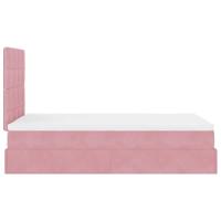Ottoman bed met matrassen 120x200cm fluweel roze - thumbnail