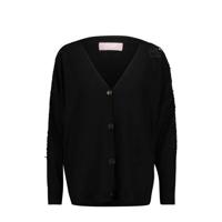 Cassis fijngebreid vest met kant zwart/goud - thumbnail