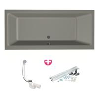 Xenz Kristal Ligbad - 180x80x48 - afvoer Midden - acryl - cement 6986-06 - thumbnail