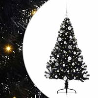 VidaXL Kunstmatig voorverlicht kerstboom met 150 led zwart 150 cm pvc - thumbnail