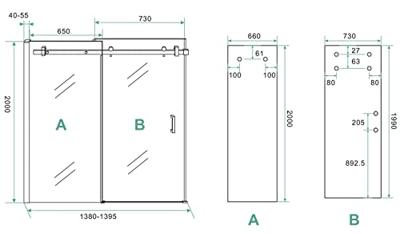Nisdeur Wiesbaden Schuifbaar 2-Delig 140x200 cm 8 mm Nano Coating Mat Zwart Nisdeur Wiesbaden Schuifbaar 2-Delig 140x200 cm 8 mm Nano Coating Mat Zwart