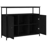 Dressoir 100x35x80 cm bewerkt hout zwart - thumbnail
