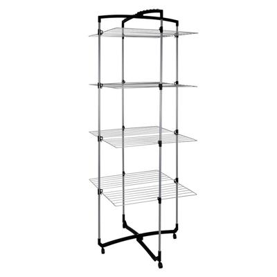 Metaltex Faro Droogtoren 38 m Drooglijn 4 Etages 64x69x171 cm Zilver/Zwart