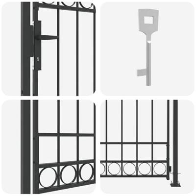 VidaXL Afrasteringspaal met slot grijs 200 x 88 x 14 cm staal VidaXL Afrasteringspaal met slot grijs 200 x 88 x 14 cm staal