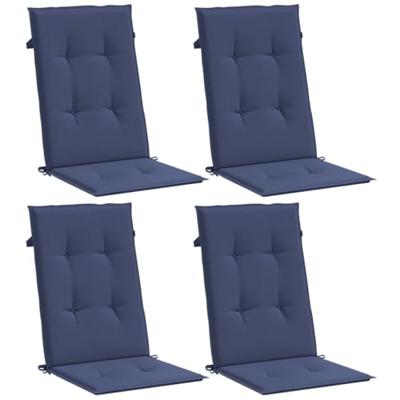 VidaXL Stoelkussens 4 st hoge rug stof marineblauw VidaXL Stoelkussens 4 st hoge rug stof marineblauw