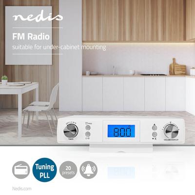 FM Radio | Onder De Kast | 20 Voorkeurzenders | Automatische Dimmer | Wit
