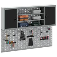 VidaXL Gereedschapskast set met plank 4 pcs zwart gepoedercoat staal - thumbnail