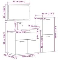 4-delige Badkamermeubelset bewerkt hout betongrijs - thumbnail