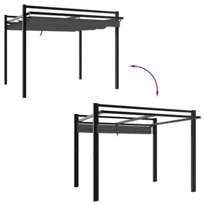 Prieel met uittrekbaar dak 3x3 m aluminium antracietkleurig Prieel met uittrekbaar dak 3x3 m aluminium antracietkleurig