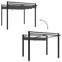 Prieel met uittrekbaar dak 3x3 m aluminium antracietkleurig - thumbnail